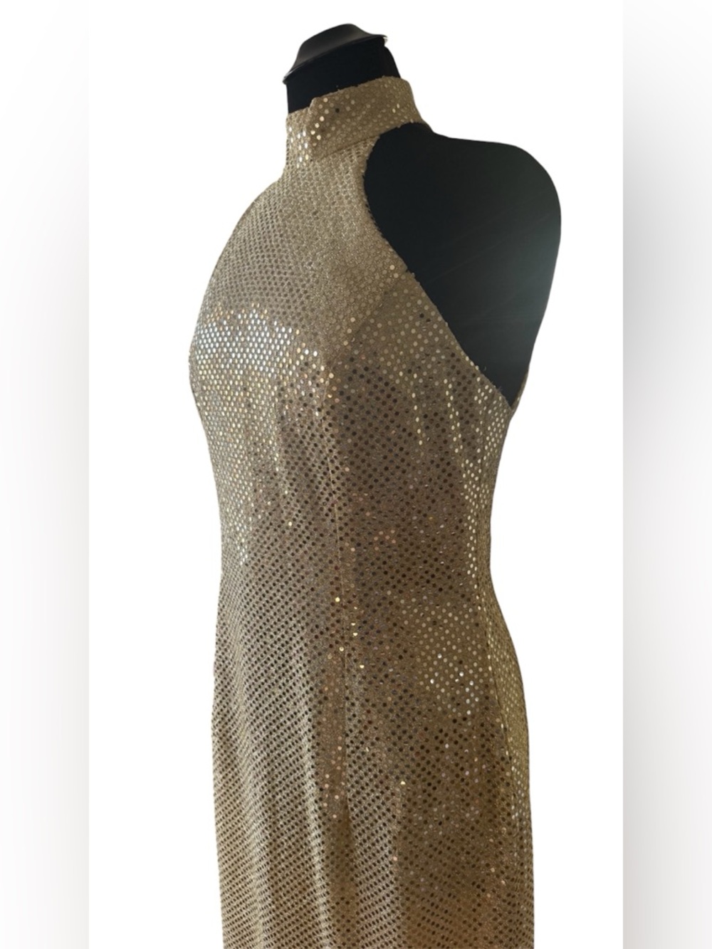 Y2K 90s Sequin Maxi Gold Formal Dress - Picture 13 of 16